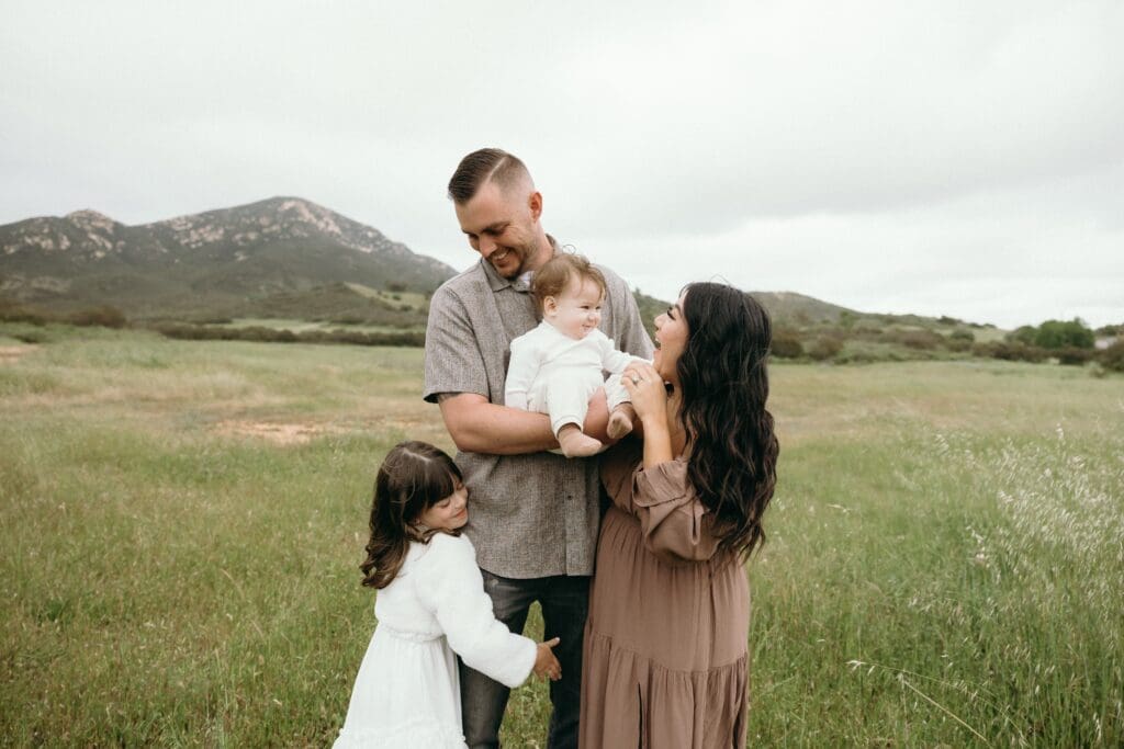 Newbury Park family photos in a wide open field