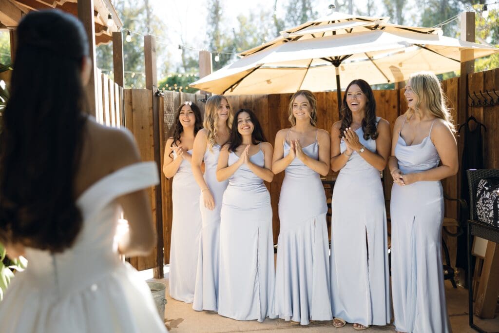 Bridesmaid first look captured by Ventura County wedding photographer